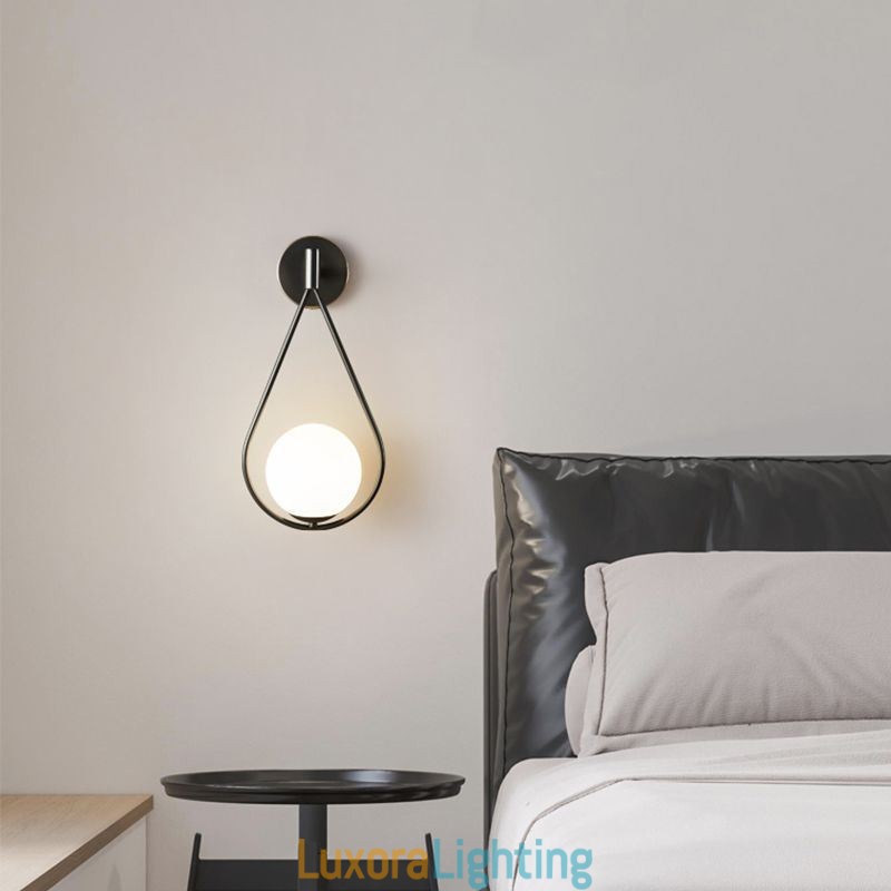 Designer Touch Decorative Modern Globe Wall Sconce Glass Wall Light Black Water Drop Wall Light