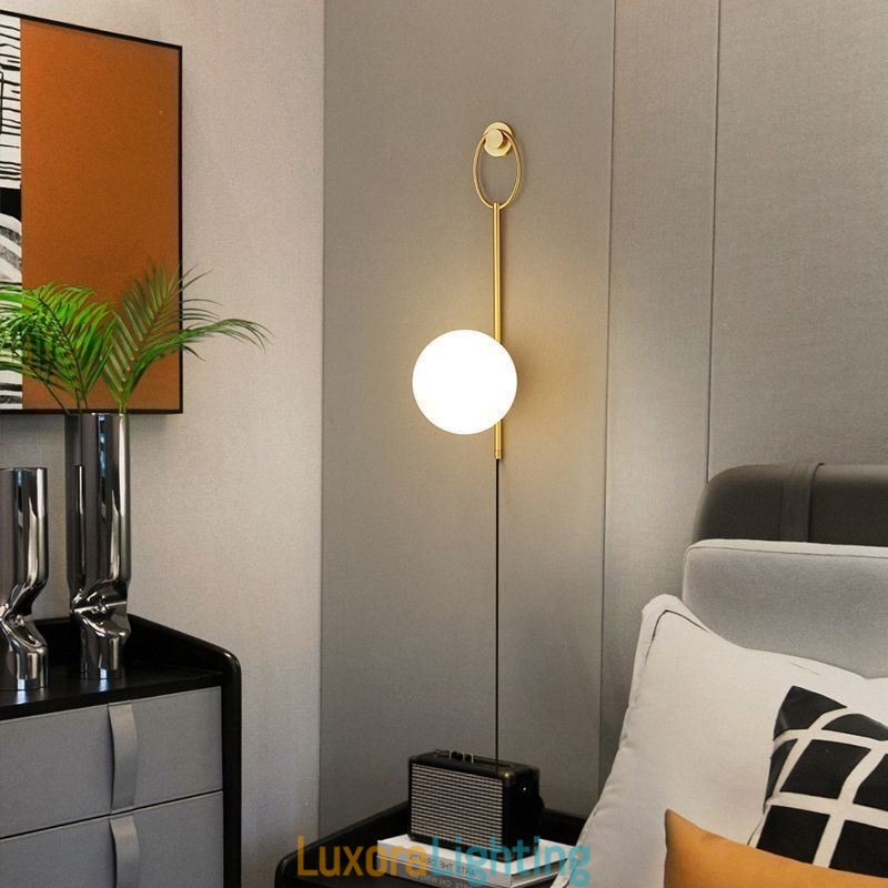 Designer Touch Decorative Modern Globe Wall Sconce Brushed Gold Glass Wall Light