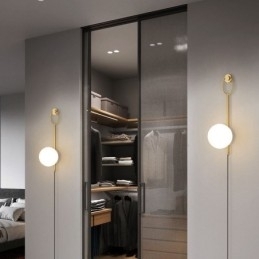 Designer Touch Decorative Modern Globe Wall Sconce Brushed Gold Glass Wall Light