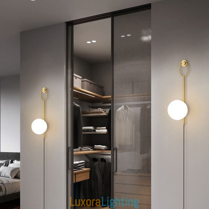 Designer Touch Decorative Modern Globe Wall Sconce Brushed Gold Glass Wall Light