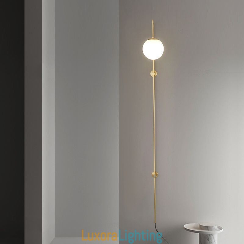 Designer Touch Decorative Modern Globe Wall Sconce Brushed Gold Glass Wall Light