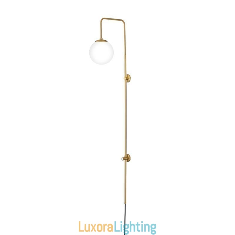 Designer Touch Decorative Modern Globe Wall Sconce Brushed Gold Glass Wall Light
