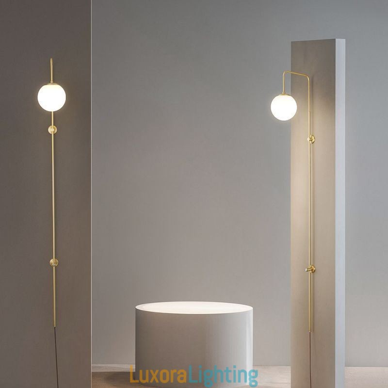 Designer Touch Decorative Modern Globe Wall Sconce Brushed Gold Glass Wall Light