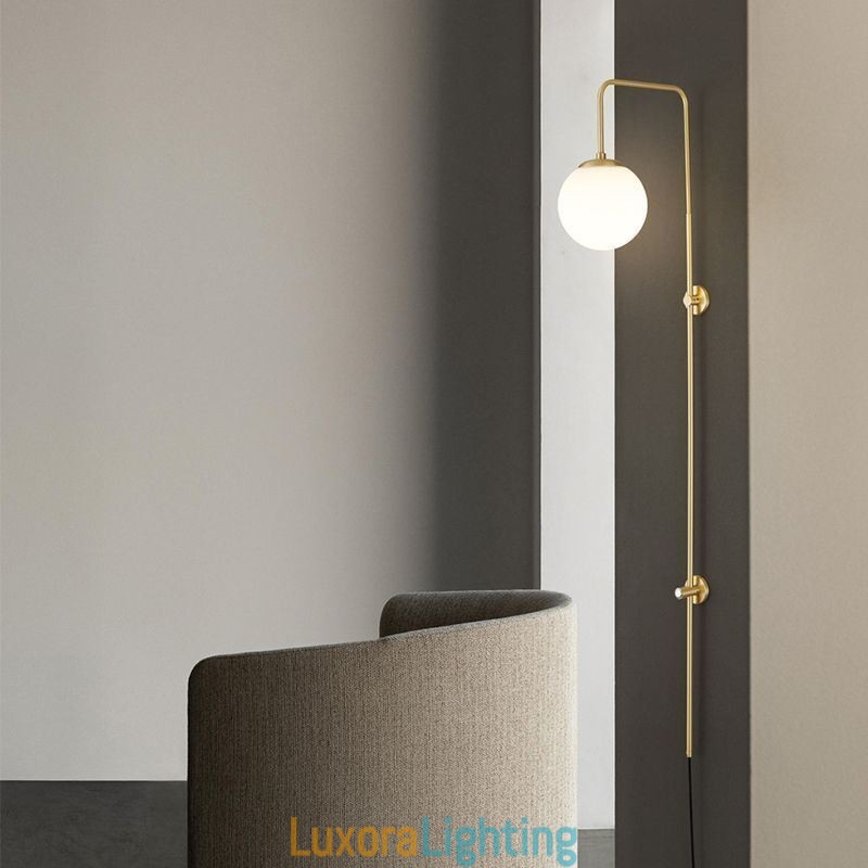 Designer Touch Decorative Modern Globe Wall Sconce Brushed Gold Glass Wall Light