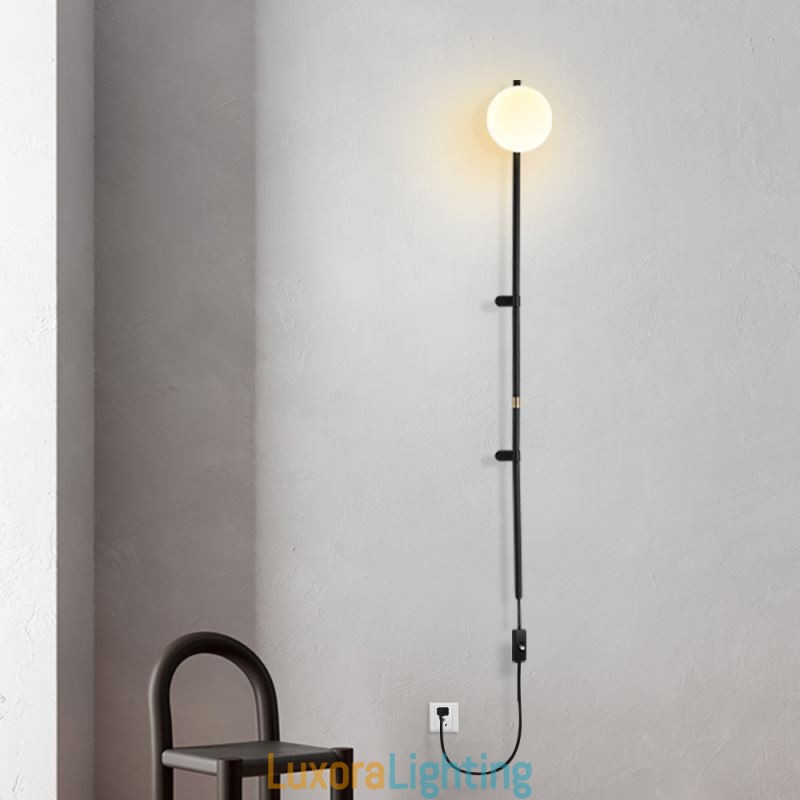 Designer Touch Decorative Globe Wall Sconce Lighting Mid Century Magic Bean Wall Lamp With Plug