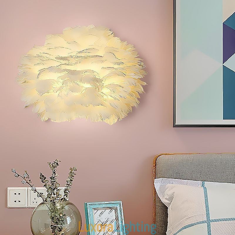 Designer Touch Decorative Creative Feather Wall Lamp Sconce Light