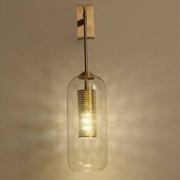 Designer Touch Decorative Nordic Brass Wall Lamp Inner Hollow out Cylinder Glass Lamp Shade