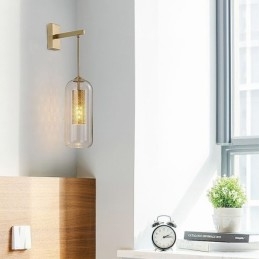 Designer Touch Decorative Nordic Brass Wall Lamp Inner Hollow out Cylinder Glass Lamp Shade