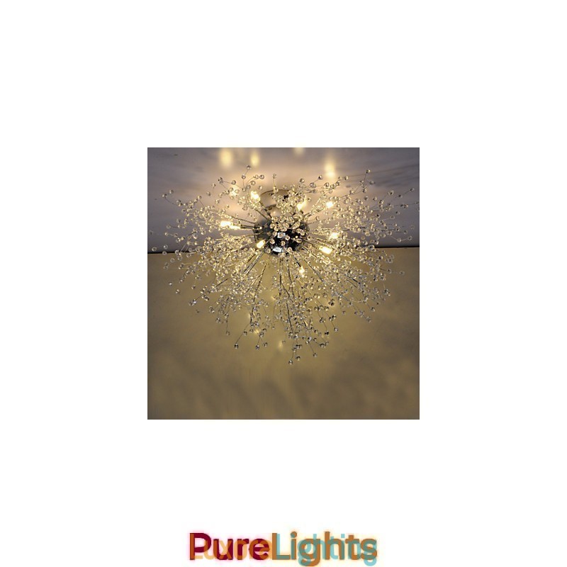 Designer Touch Decorative Modern Firework Globe AcrChrome Metal Flush Mount GDNS