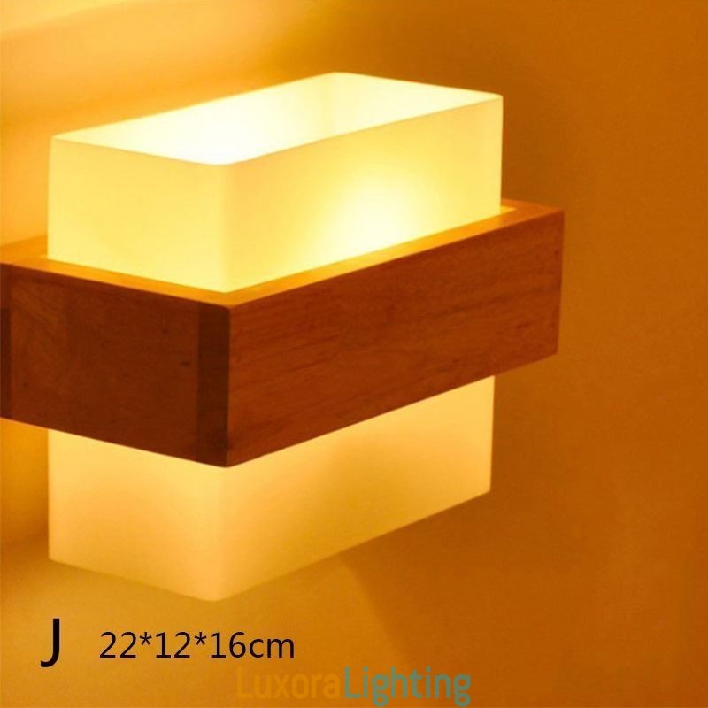 Designer Touch Decorative Nordic Wood Wall Lamp Glass Lampshade Sconce Light