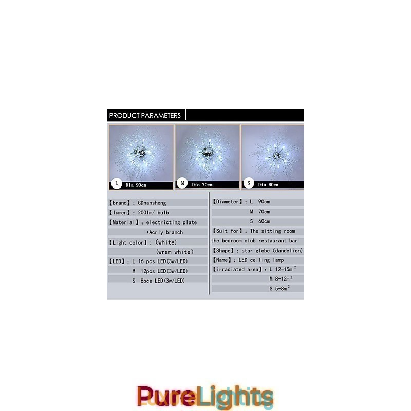 Designer Touch Decorative Modern Firework Globe AcrChrome Metal Flush Mount GDNS