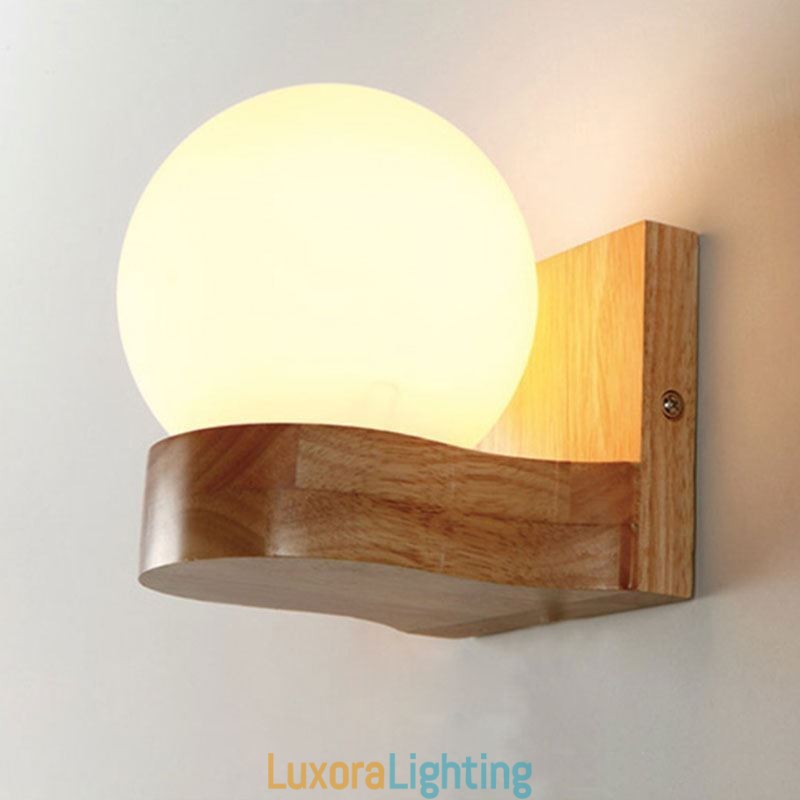 Designer Touch Decorative Nordic Solid Wood Wall Light Cozy Ball Shape Sconce Light