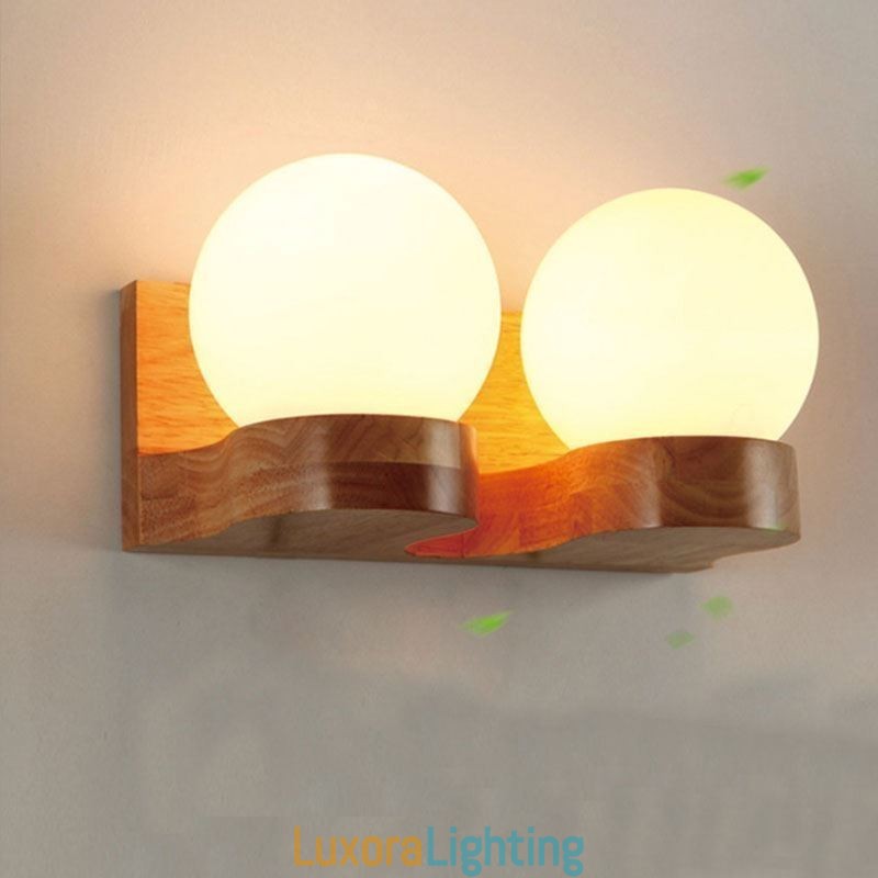 Designer Touch Decorative Nordic Solid Wood Wall Light Cozy Ball Shape Sconce Light