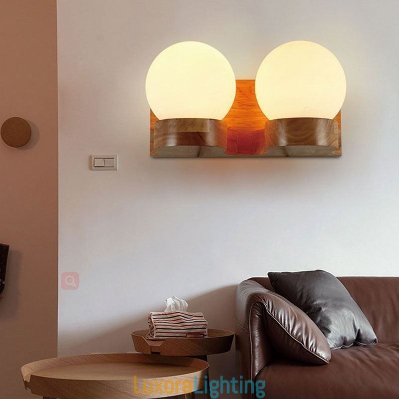 Designer Touch Decorative Nordic Solid Wood Wall Light Cozy Ball Shape Sconce Light