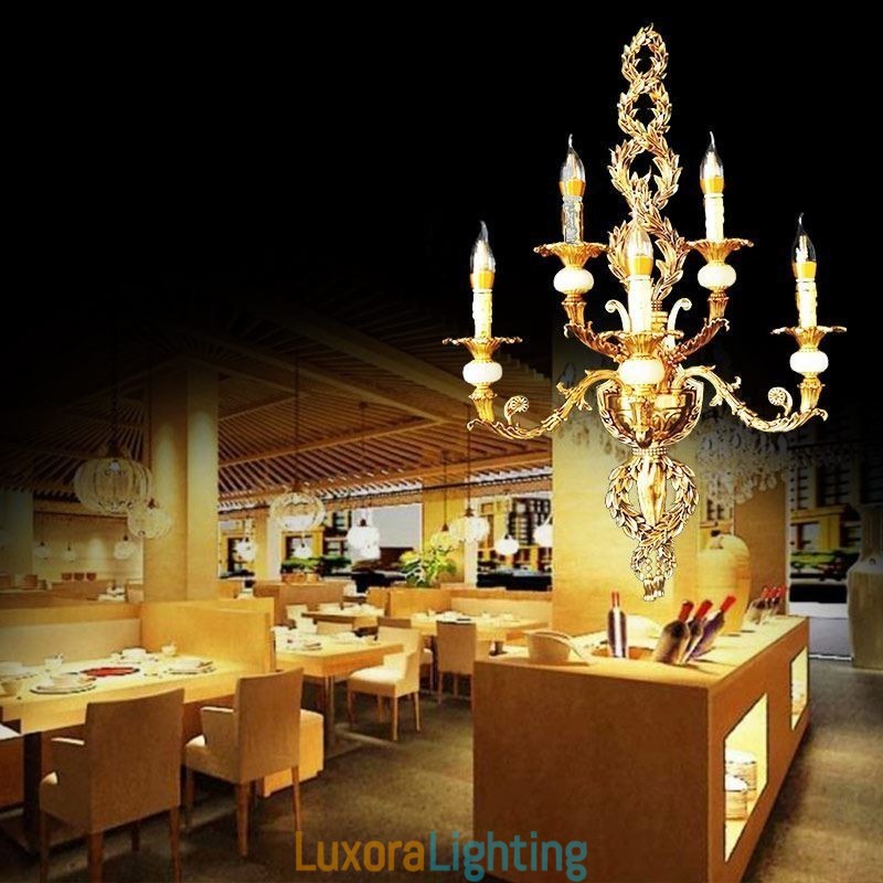 Designer Touch Decorative European Wall Lamp Luxurious Petal Wall Sconce Jade Decoration Lamp Bedside Lighting