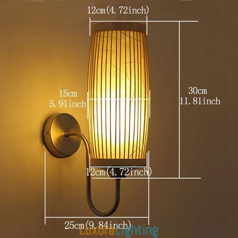 Designer Touch Decorative Waist Drum Design Wall Light Creative Bamboo Wall Sconce Bedside Stairs Rural Lighting