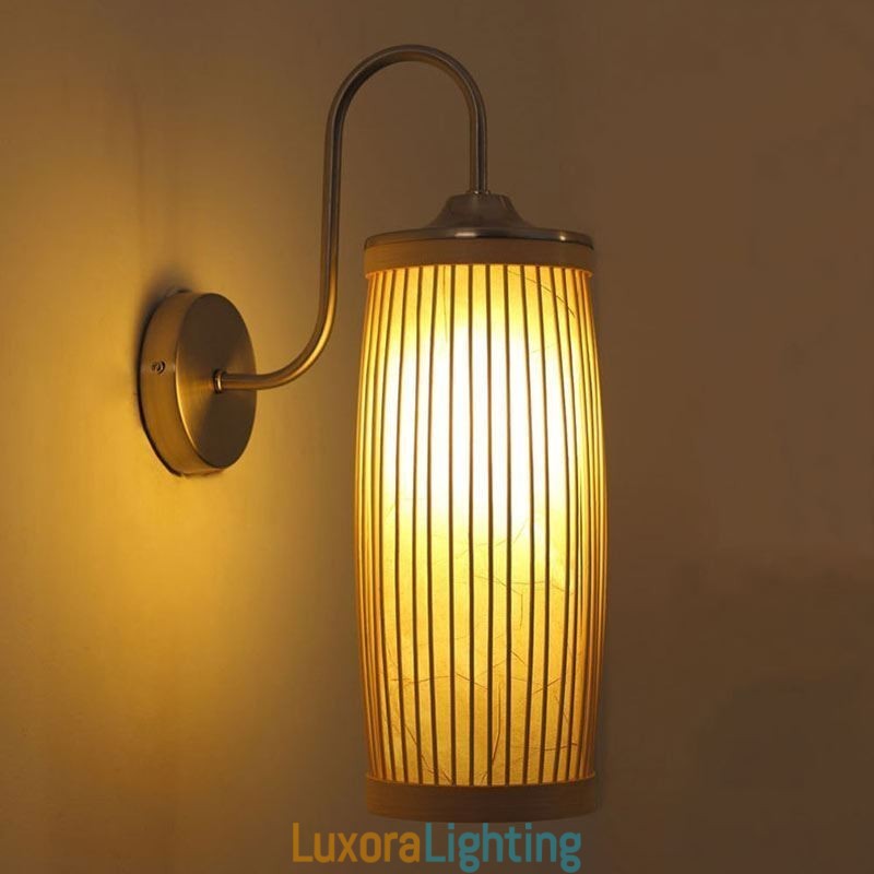 Designer Touch Decorative Waist Drum Design Wall Light Creative Bamboo Wall Sconce Bedside Stairs Rural Lighting