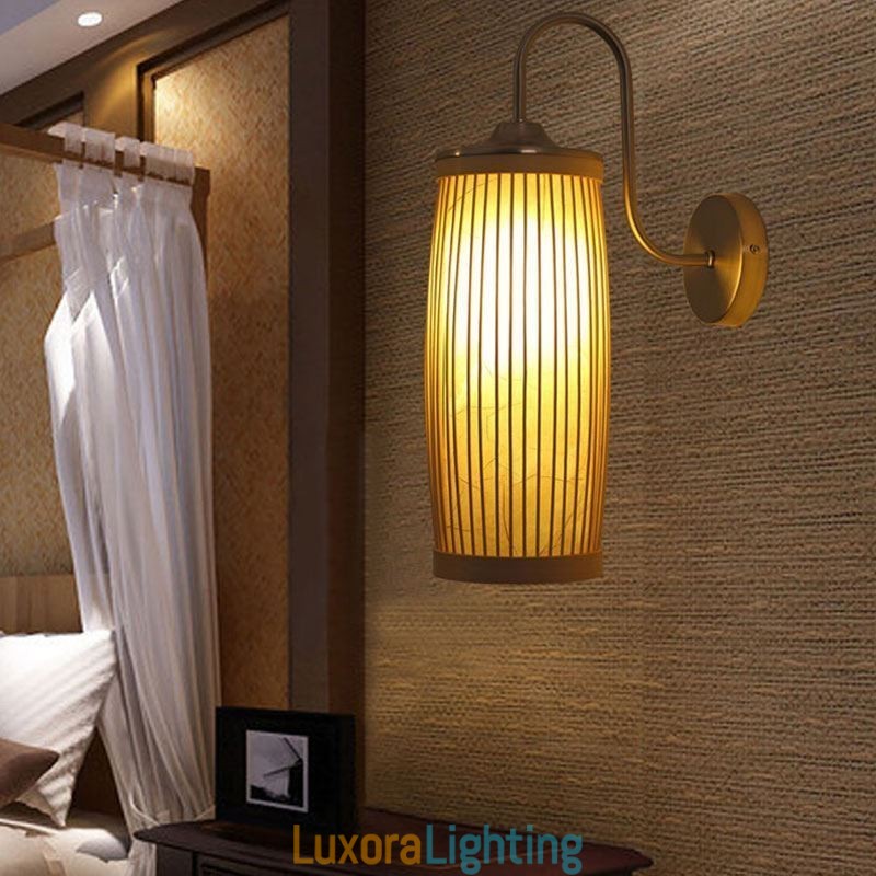 Designer Touch Decorative Waist Drum Design Wall Light Creative Bamboo Wall Sconce Bedside Stairs Rural Lighting