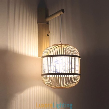 Designer Touch Decorative Cage Design Wall Light Creative Bamboo Hanging Wall Sconce Bedside Light