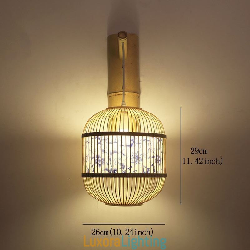 Designer Touch Decorative Cage Design Wall Light Creative Bamboo Hanging Wall Sconce Bedside Light