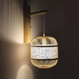 Designer Touch Decorative Cage Design Wall Light Creative Bamboo Hanging Wall Sconce Bedside Light