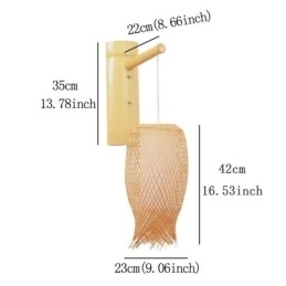 Designer Touch Decorative Downward Bamboo Wall Light Rural Round Wall Sconce Bedside Teahouse Creative Light