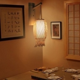 Designer Touch Decorative Downward Bamboo Wall Light Rural Round Wall Sconce Bedside Teahouse Creative Light