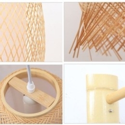 Designer Touch Decorative Downward Bamboo Wall Light Rural Round Wall Sconce Bedside Teahouse Creative Light