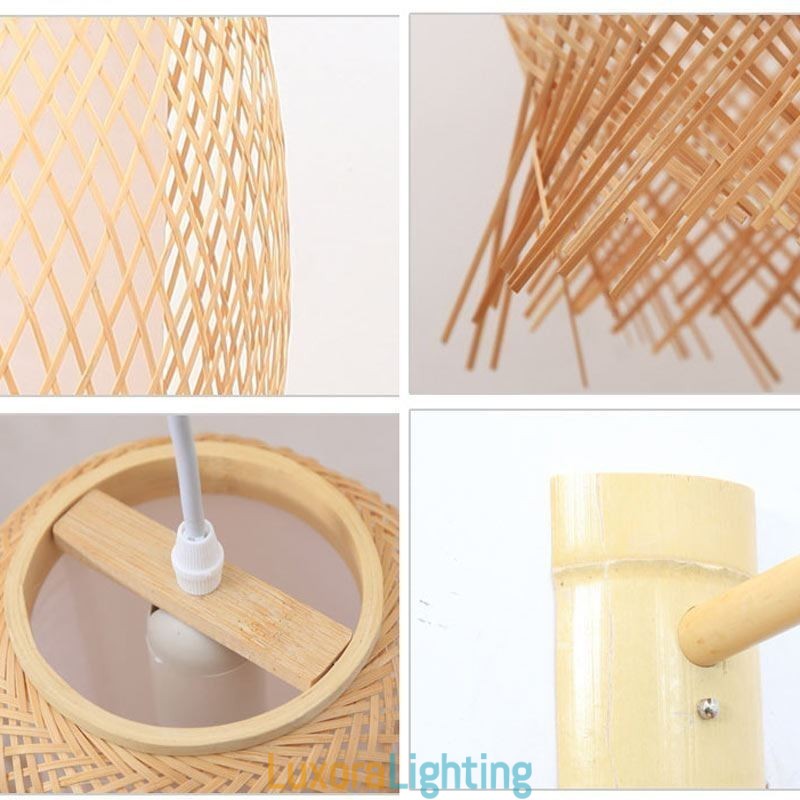 Designer Touch Decorative Downward Bamboo Wall Light Rural Round Wall Sconce Bedside Teahouse Creative Light