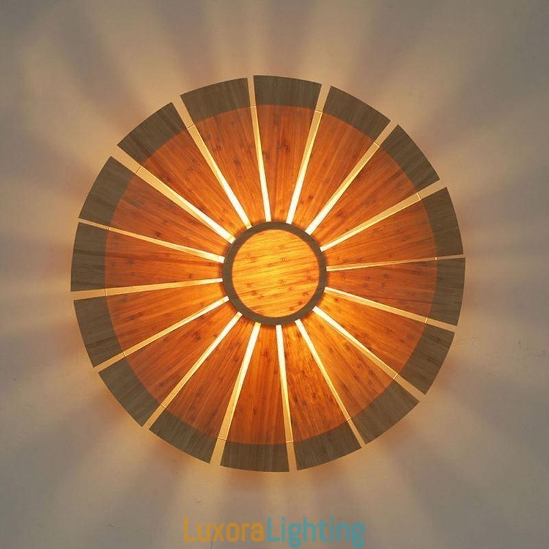 Designer Touch Decorative Round Flower Wall Sconce Unique Bamboo Wall Light Creative Lighting