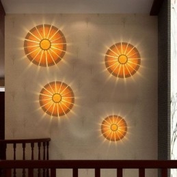 Designer Touch Decorative Round Flower Wall Sconce Unique Bamboo Wall Light Creative Lighting