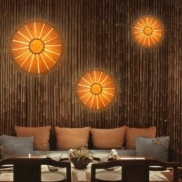 Designer Touch Decorative Round Flower Wall Sconce Unique Bamboo Wall Light Creative Lighting