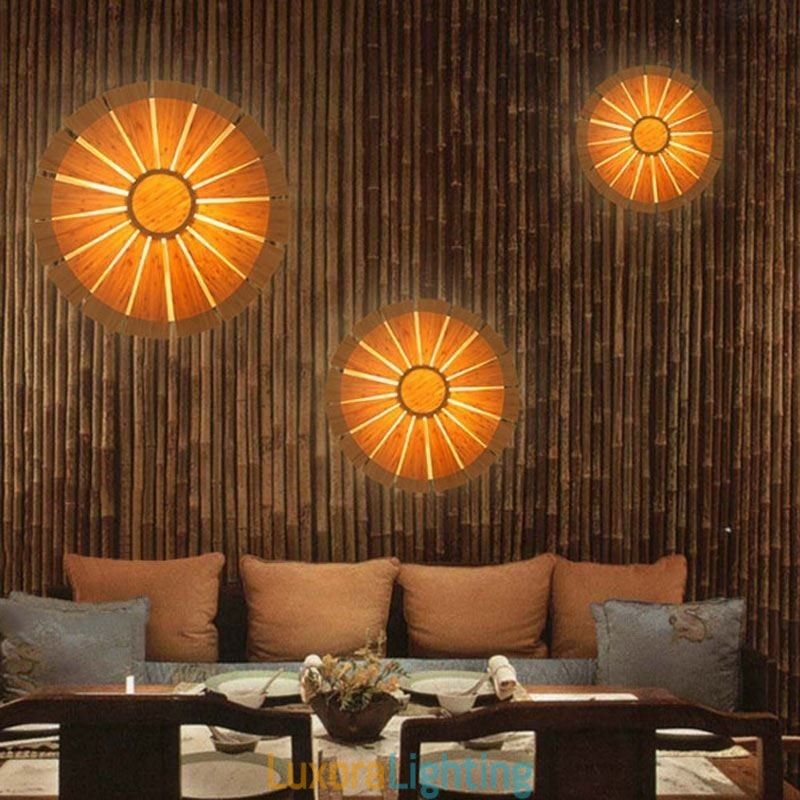 Designer Touch Decorative Round Flower Wall Sconce Unique Bamboo Wall Light Creative Lighting