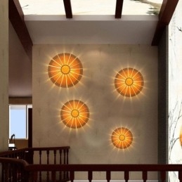 Designer Touch Decorative Round Flower Wall Sconce Unique Bamboo Wall Light Creative Lighting