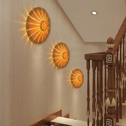 Designer Touch Decorative Round Flower Wall Sconce Unique Bamboo Wall Light Creative Lighting