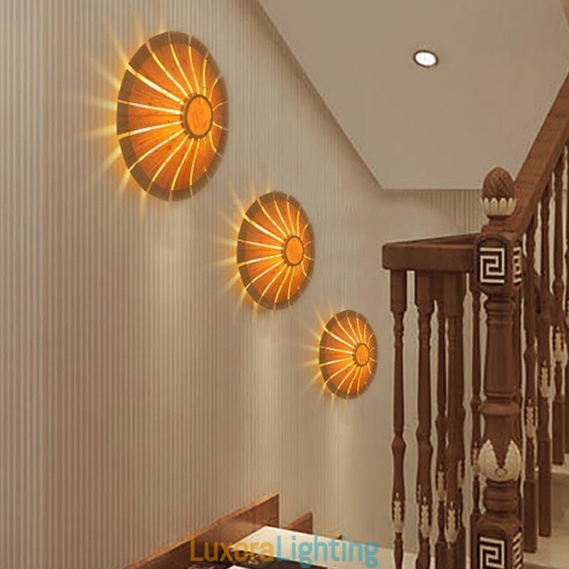 Designer Touch Decorative Round Flower Wall Sconce Unique Bamboo Wall Light Creative Lighting