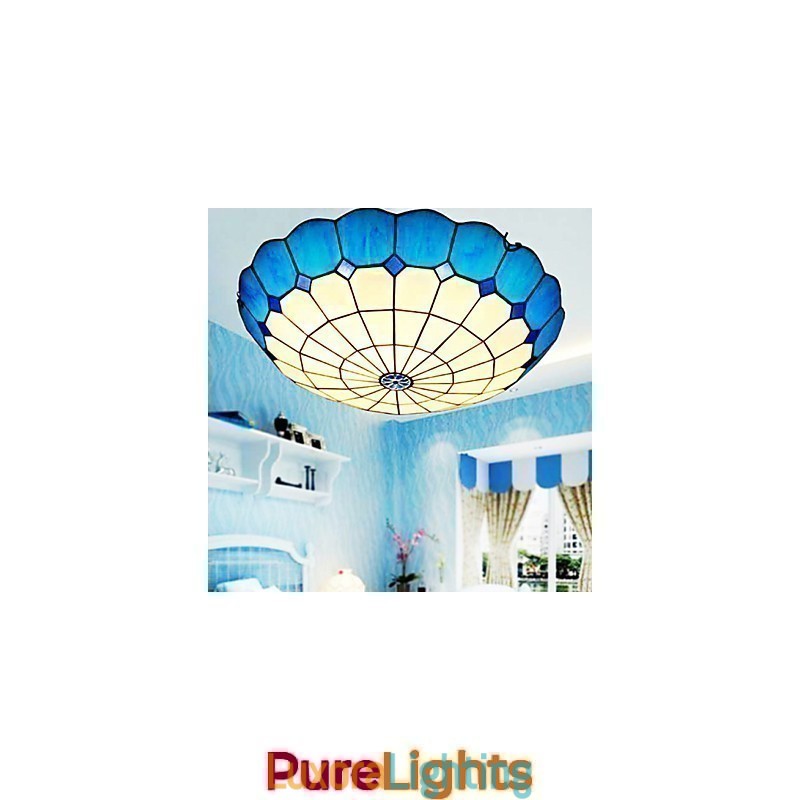 Designer Touch Decorative European Rural Creative Arts Stained Glass Absorb Dome Lamp Light