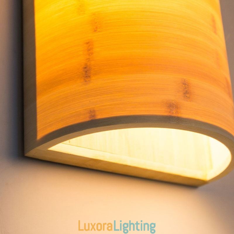 Designer Touch Decorative Japanese Bamboo Wall Light Simple Semicircle Wall Sconce Bedside Lighting