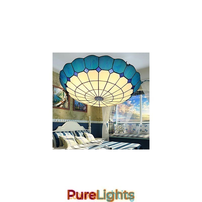 Designer Touch Decorative European Rural Creative Arts Stained Glass Absorb Dome Lamp Light