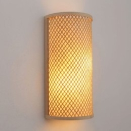 Designer Touch Decorative Semi cylindrical Bamboo Wall Light Creative Bedside Wall Sconce Stairs Rural Lighting