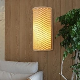 Designer Touch Decorative Semi cylindrical Bamboo Wall Light Creative Bedside Wall Sconce Stairs Rural Lighting