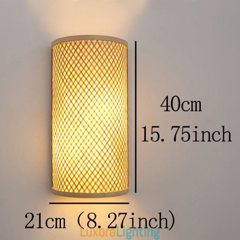 Designer Touch Decorative Semi cylindrical Bamboo Wall Light Creative Bedside Wall Sconce Stairs Rural Lighting