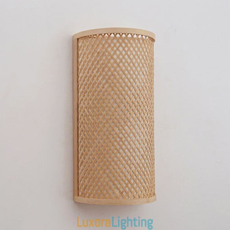 Designer Touch Decorative Semi cylindrical Bamboo Wall Light Creative Bedside Wall Sconce Stairs Rural Lighting