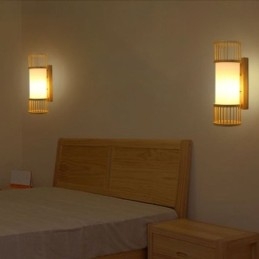 Designer Touch Decorative Vertical Bamboo Wall Light Creative Round Wall Sconce Bedside Stairs Lighting