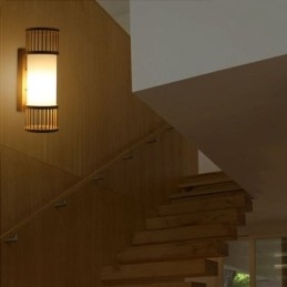 Designer Touch Decorative Vertical Bamboo Wall Light Creative Round Wall Sconce Bedside Stairs Lighting