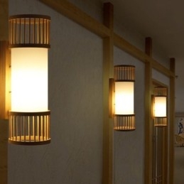 Designer Touch Decorative Vertical Bamboo Wall Light Creative Round Wall Sconce Bedside Stairs Lighting