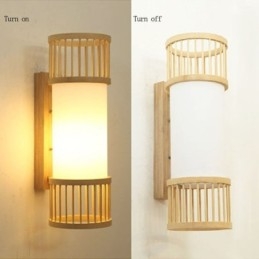 Designer Touch Decorative Vertical Bamboo Wall Light Creative Round Wall Sconce Bedside Stairs Lighting