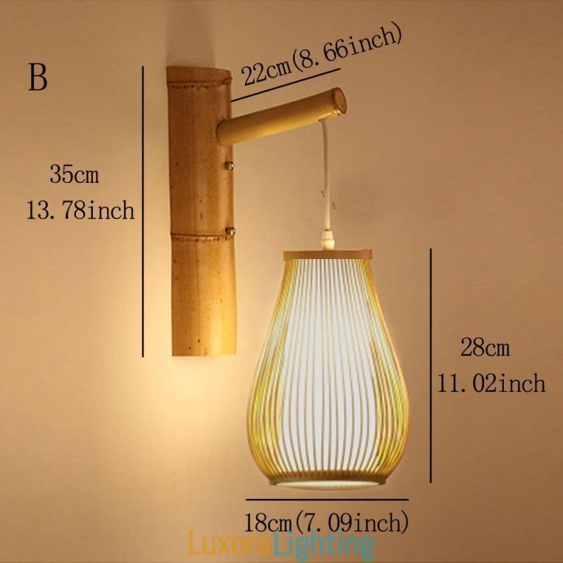 Designer Touch Decorative Woven Bamboo Wall Sconce Retro Chinese Wall Light Lighting