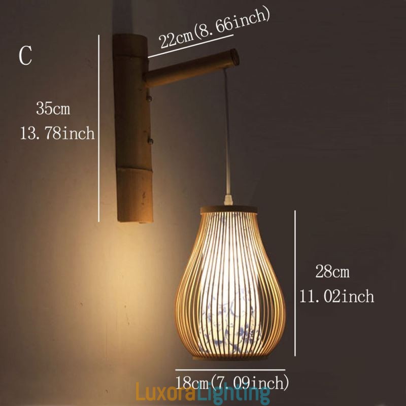 Designer Touch Decorative Woven Bamboo Wall Sconce Retro Chinese Wall Light Lighting