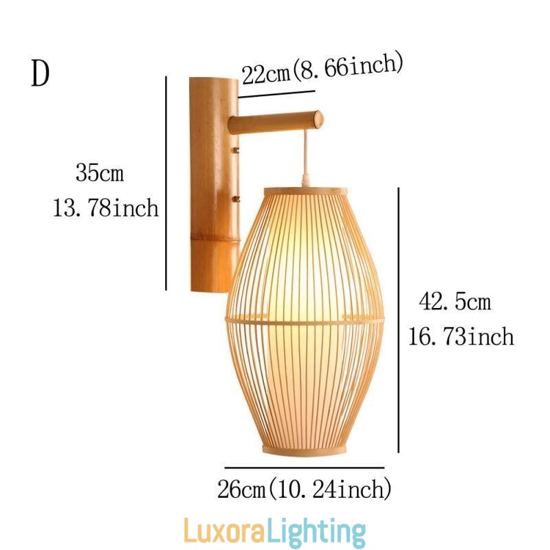 Designer Touch Decorative Woven Bamboo Wall Sconce Retro Chinese Wall Light Lighting